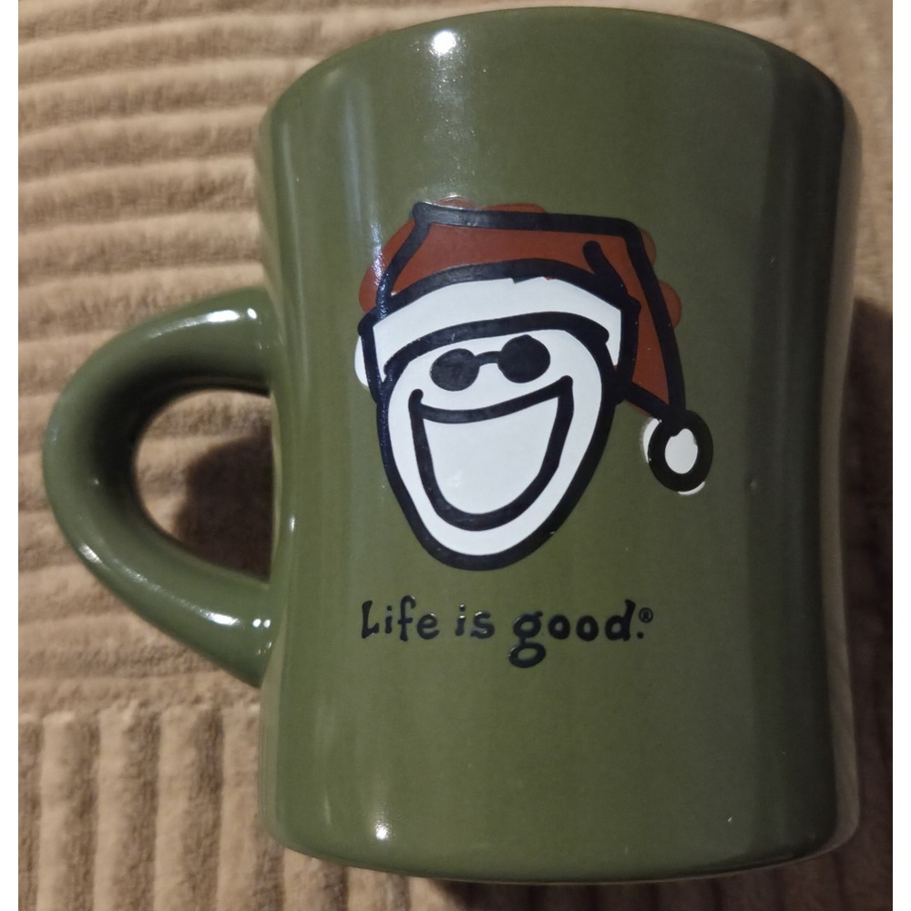 Life is Good Mug Santa Hat Green "Do What You Like. Like What You Do." Christmas